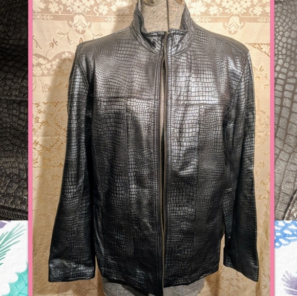 Chico's Jackets & Blazers - Chico's metallic leather jacket (L/2)